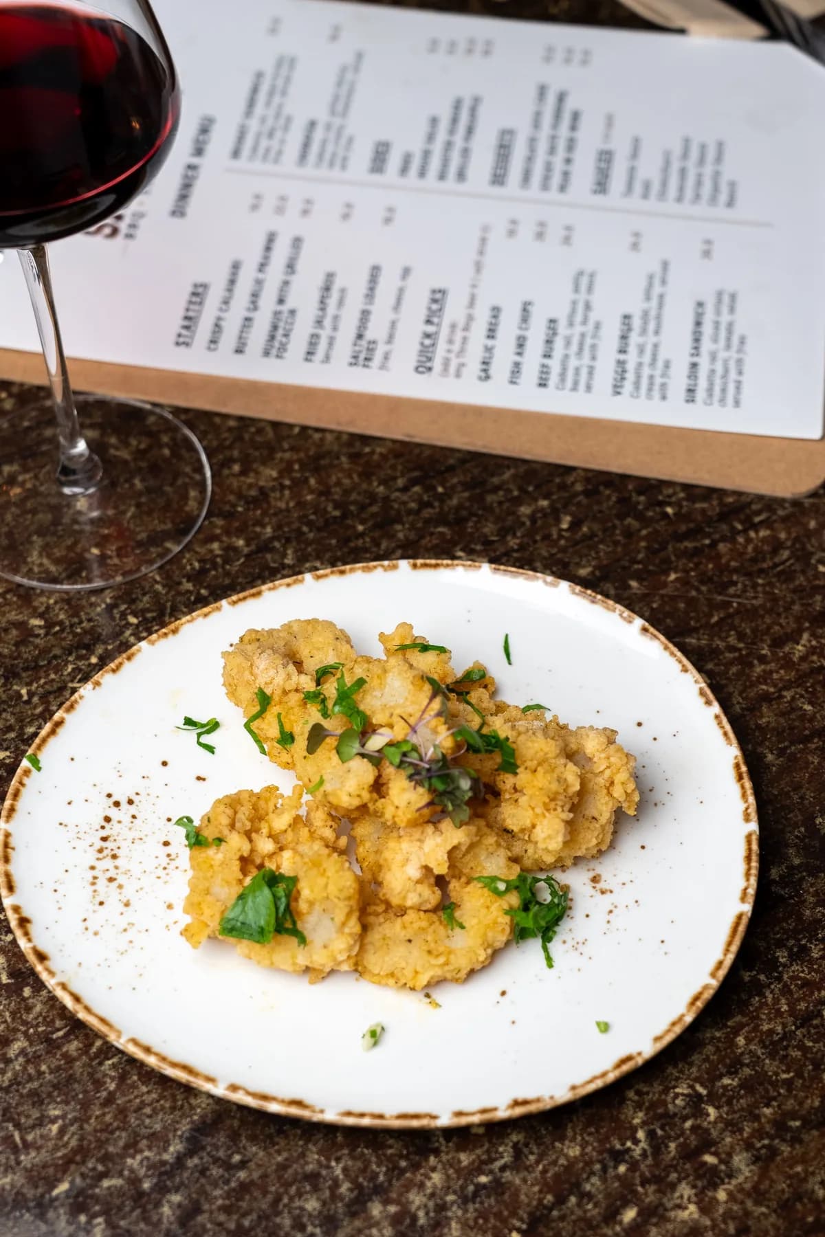 Crispy fried calamari with tartare sauce and lemon at Saltwood, Ferrymead.