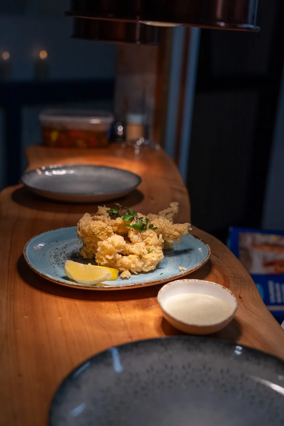 Crispy fried calamari with tartare sauce on the kitchen pass at Saltwood, Ferrymead.
